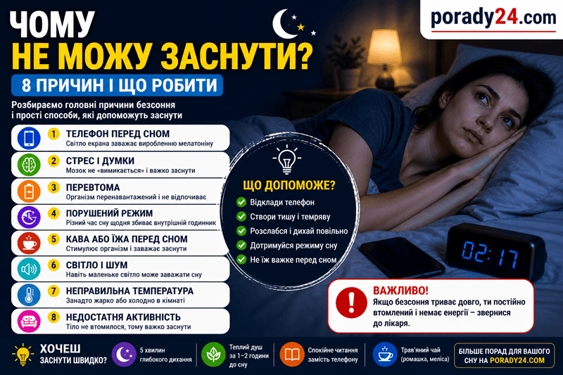 чому не можу заснути