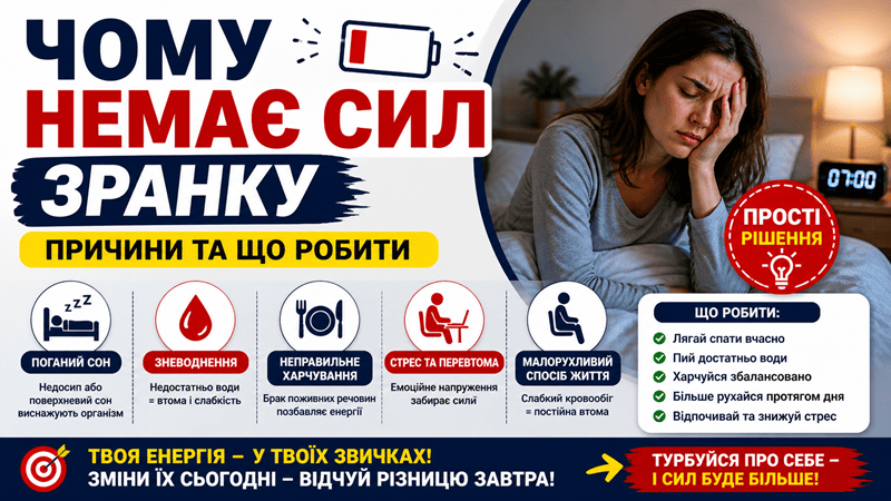 чому немає сил зранку