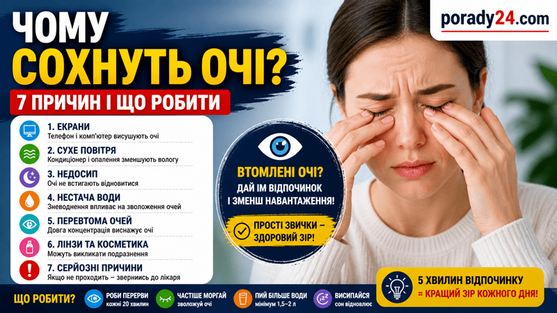 чому сохнуть очі