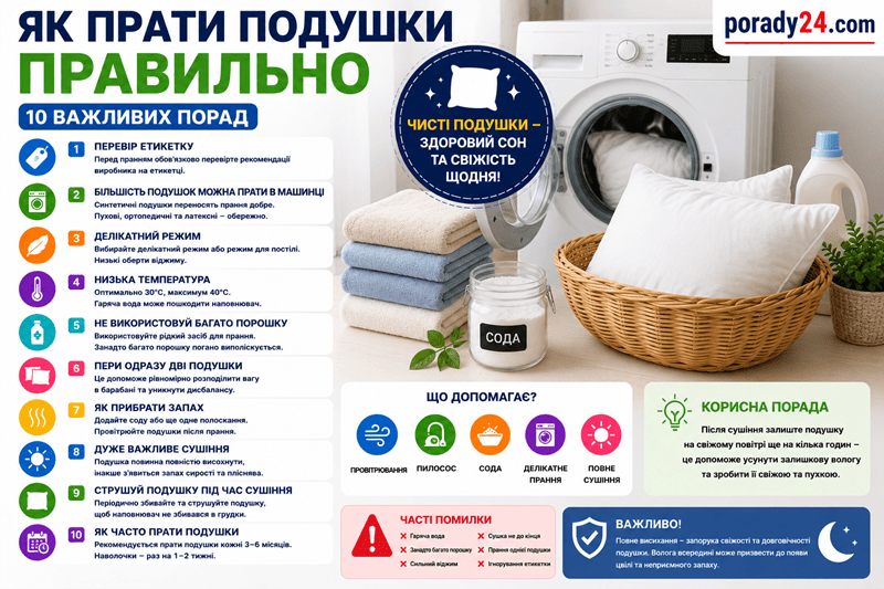 Як прати подушки правильно