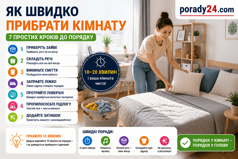 як швидко прибрати кімнату