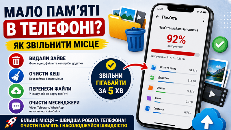 як звільнити місце на телефоні